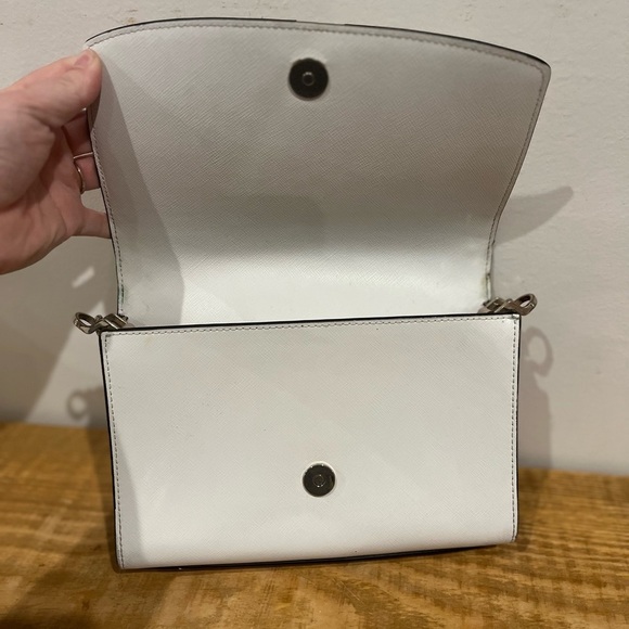 Kate spade ♠️ colorblock crossbody shoulder bag tan and white exterior EUC W/COA - Picture 9 of 11